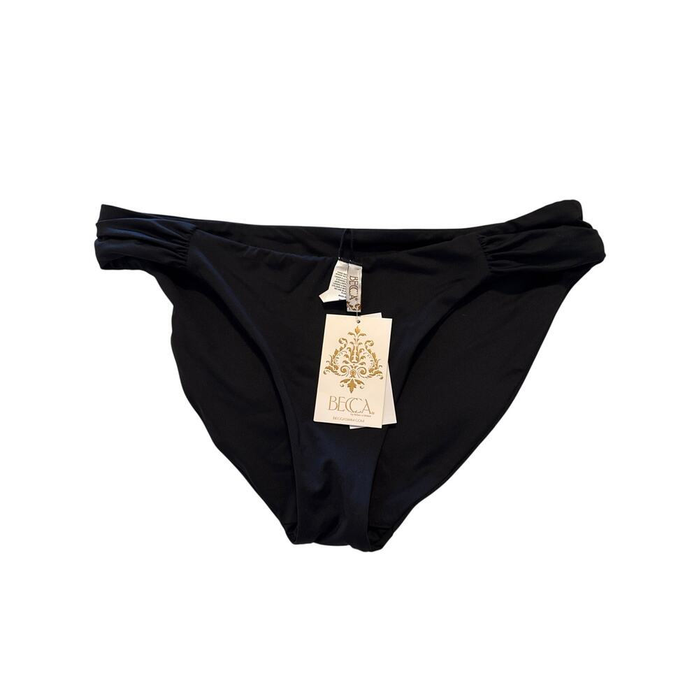 Becca Black Muse Side Ruched Hipster Bikini Bottom L NWT - Picture 6 of 7